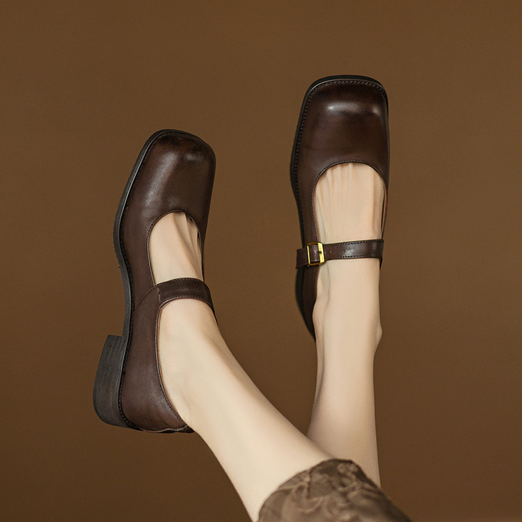 womens-2025-spring-leather-flat-shoes-with-mid-chunky-heel Women's 2025 Spring Leather Flat Shoes with Mid Chunky Heel