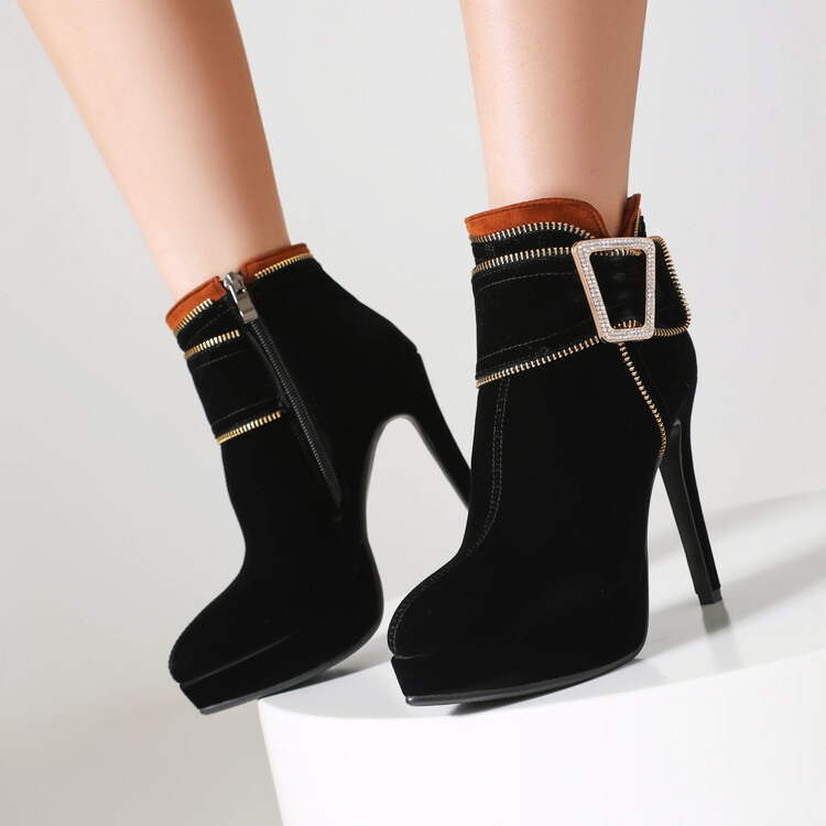 womens-black-suede-stiletto-high-heel-ankle-boots-with-side-zip Women's Black Suede Stiletto High Heel Ankle Boots with Side Zip