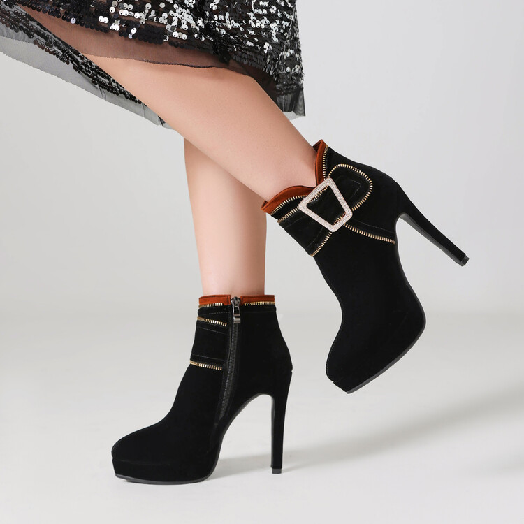 womens-black-suede-stiletto-high-heel-ankle-boots-with-side-zip_4 Women's Black Suede Stiletto High Heel Ankle Boots with Side Zip
