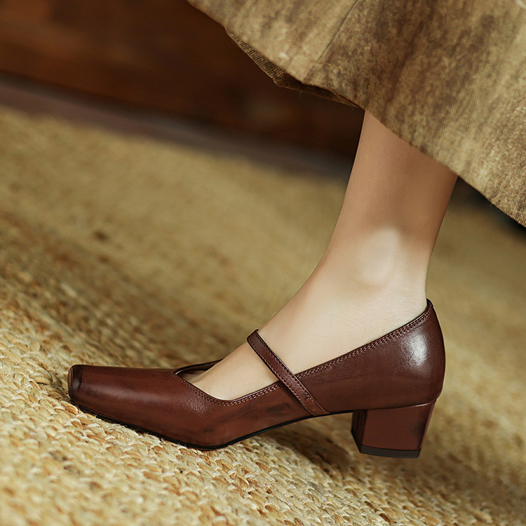 womens-mary-jane-shoes-brown-black-leather-mid-heel-round-toe-spring-2025 Women's Mary Jane Shoes Brown Black Leather Mid Heel Round Toe Spring 2025