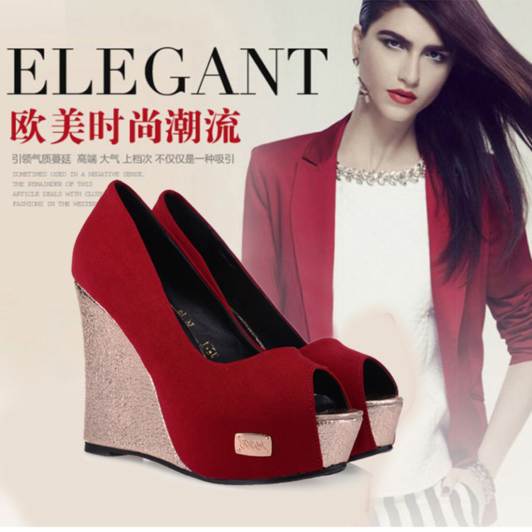 womens-roman-high-heel-wedge-sandals-red-black Women's Roman High Heel Wedge Sandals - Red Black