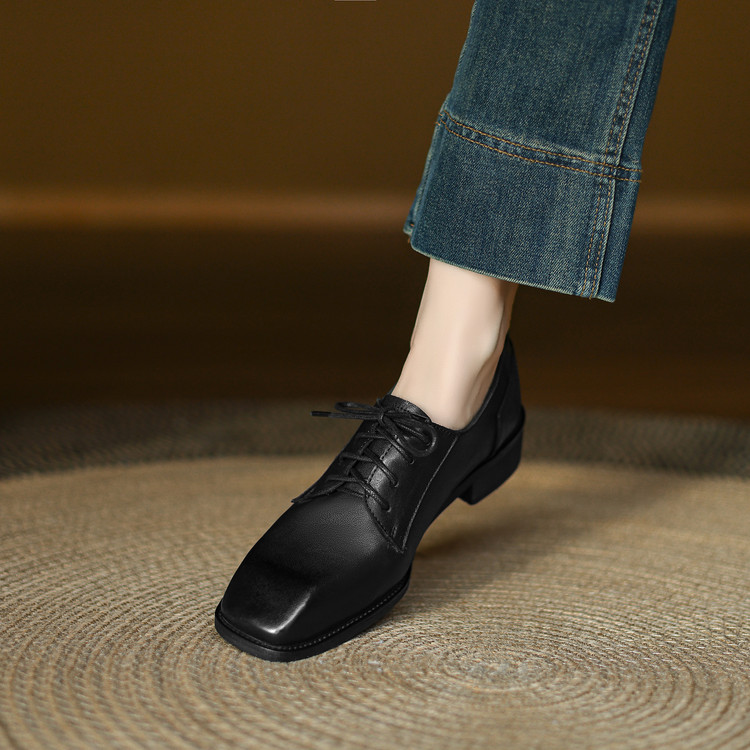 womens-square-toe-chunky-mid-heel-pumps-in-brown-or-black_2 Women's Square Toe Chunky Mid Heel Pumps in Brown or Black