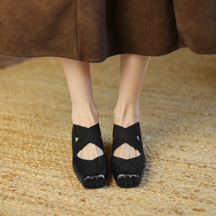 womens-vintage-round-toe-chunky-mid-heel-cross-strap-flat-shoes_4 Women's Vintage Round Toe Chunky Mid Heel Cross Strap Flat Shoes